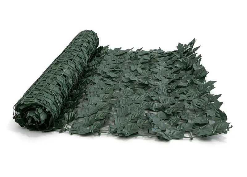 Rotolo Edera Finta Sempreverde Siepe Foglie Ornamentali Frangivista Coprente Per Recinzione - 1x3mt - Verde